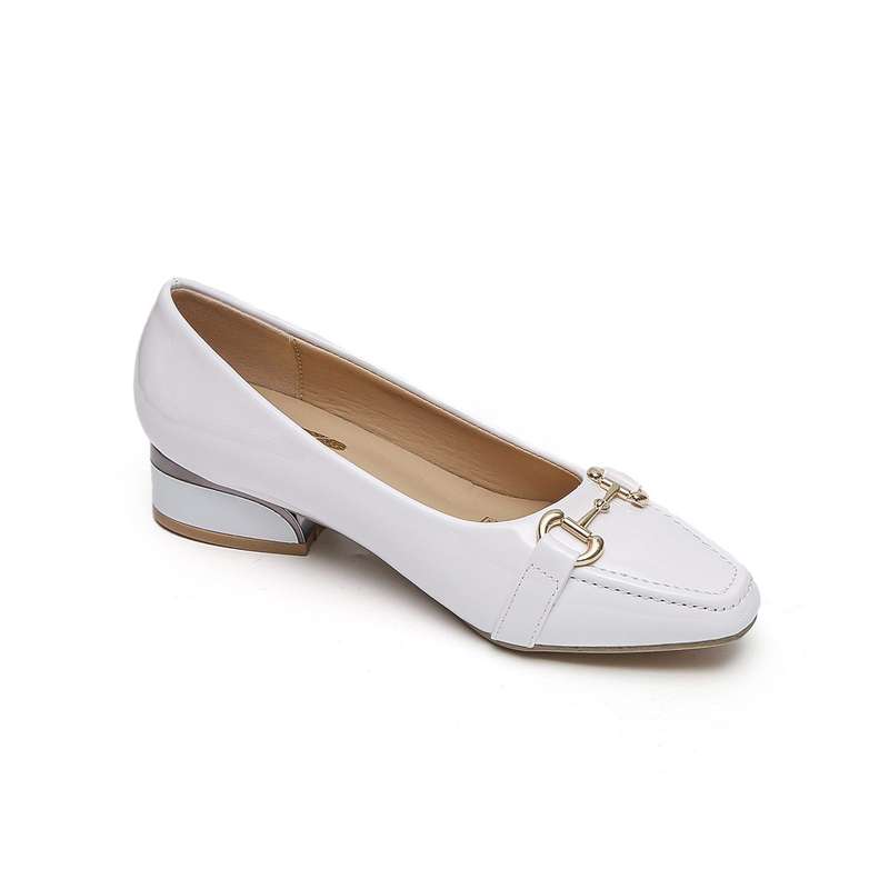 TTP Low Block Heel Patent PU Courts with Link Decor JSF60