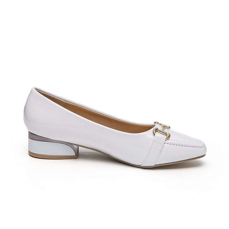 TTP Low Block Heel Patent PU Courts with Link Decor JSF60