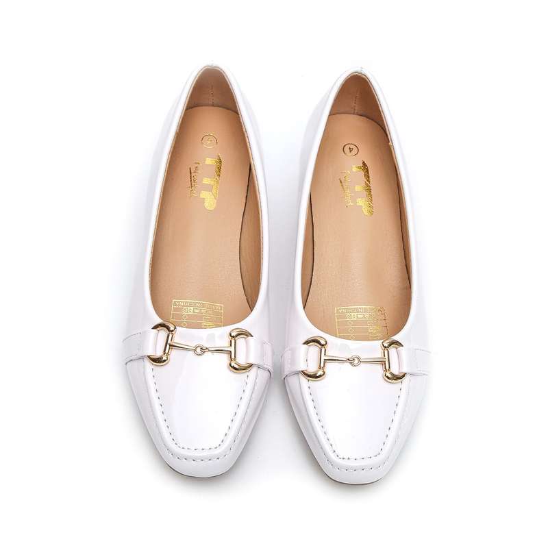 TTP Low Block Heel Patent PU Courts with Link Decor JSF60