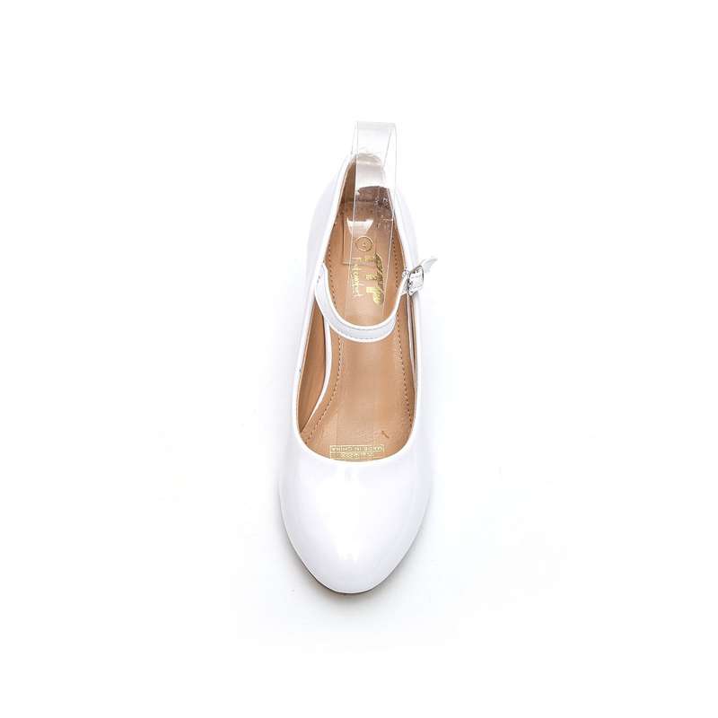 TTP Women Patent PU Block Heel Courts With Ankle Strap JSF66