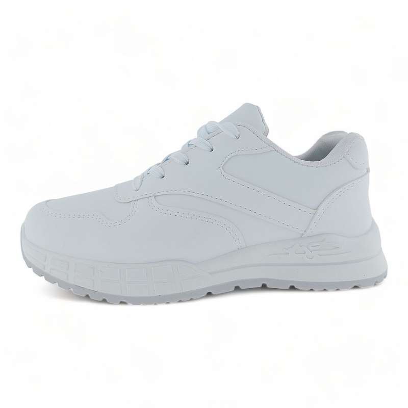 Women White PU Lace-up Casual Sneaker XB230805