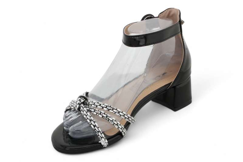 TTP Women Patent Ankle Strap Block Heel Sandals HT240625