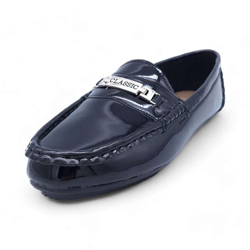 TTP Men's Patent Moccasin with Metal Buckle Decor on Vamp DZ101058