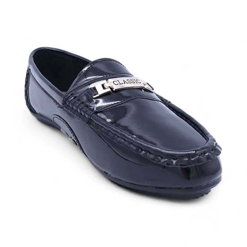 TTP Men's Patent Moccasin with Metal Buckle Decor on Vamp DZ101058