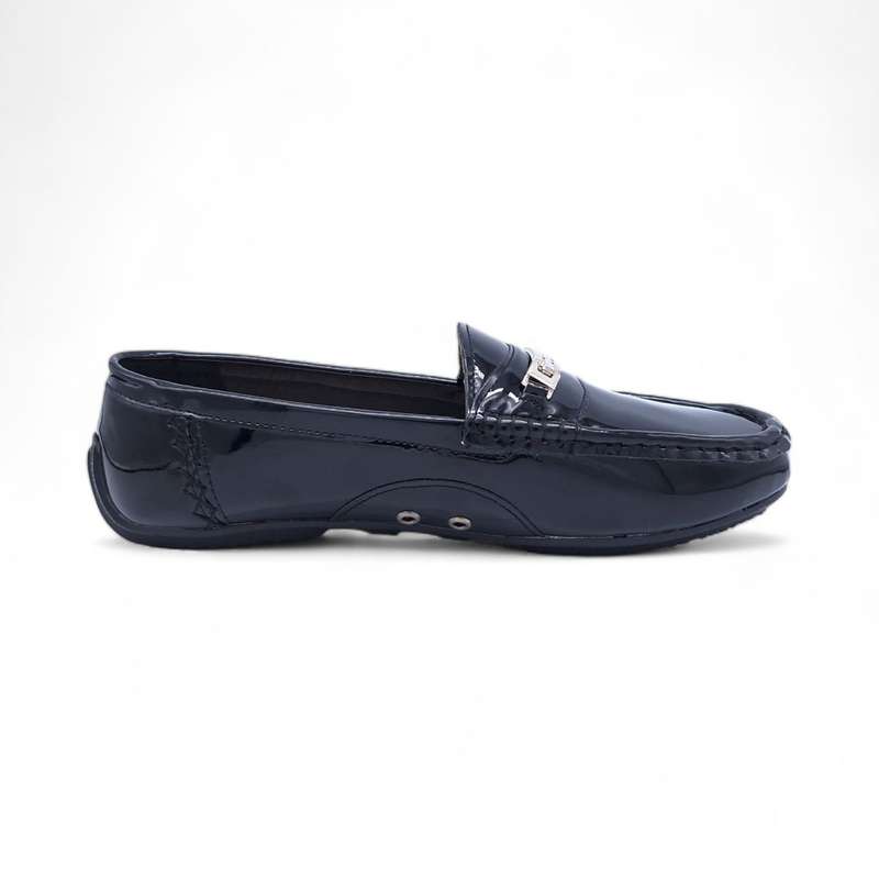 TTP Men's Patent Moccasin with Metal Buckle Decor on Vamp DZ101058