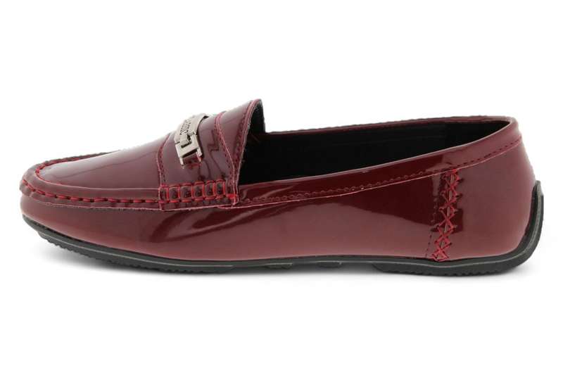 TTP Men's Patent Moccasin with Metal Buckle Decor on Vamp DZ101058
