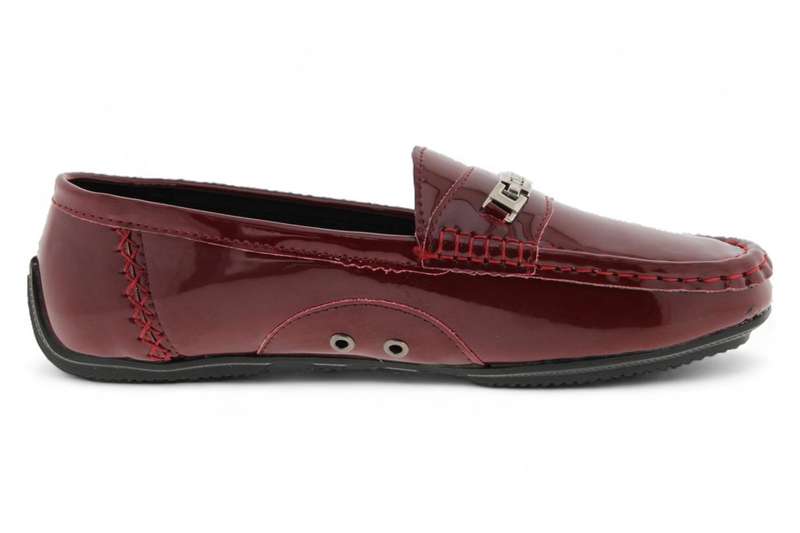 TTP Men's Patent Moccasin with Metal Buckle Decor on Vamp DZ101058