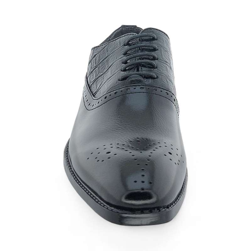 Men's Classic Dress Shoes Lace Up Oxford with Croco Embossed PU Y812