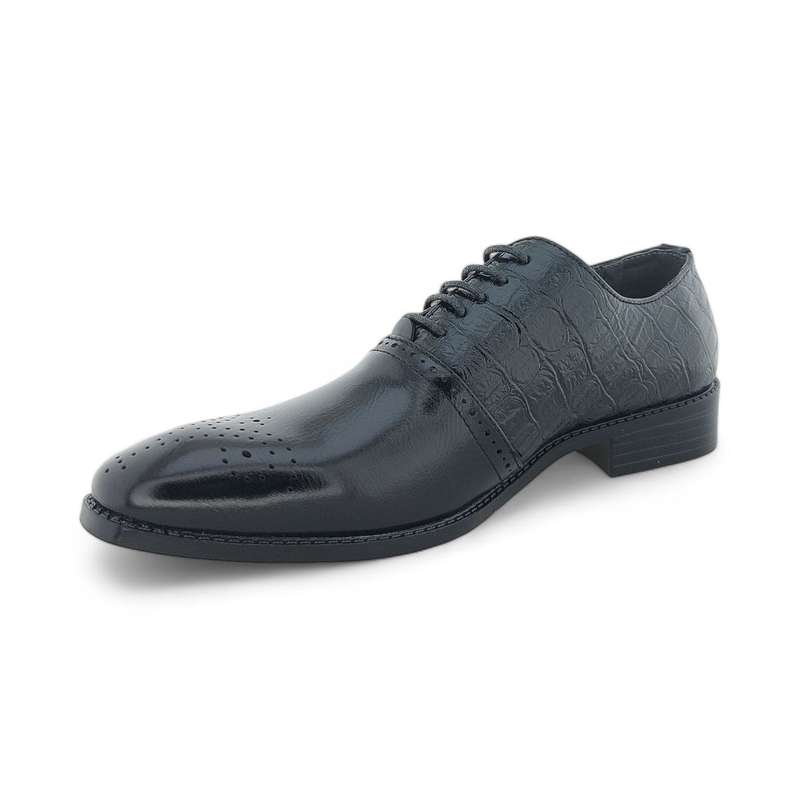 Men's Classic Dress Shoes Lace Up Oxford with Croco Embossed PU Y812