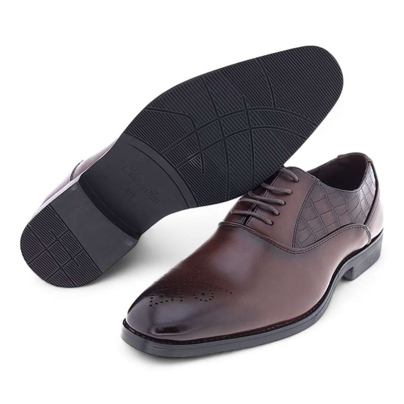 Men's Formal PU Crocodile Embossed Upper Oxford Dress Shoes Y993