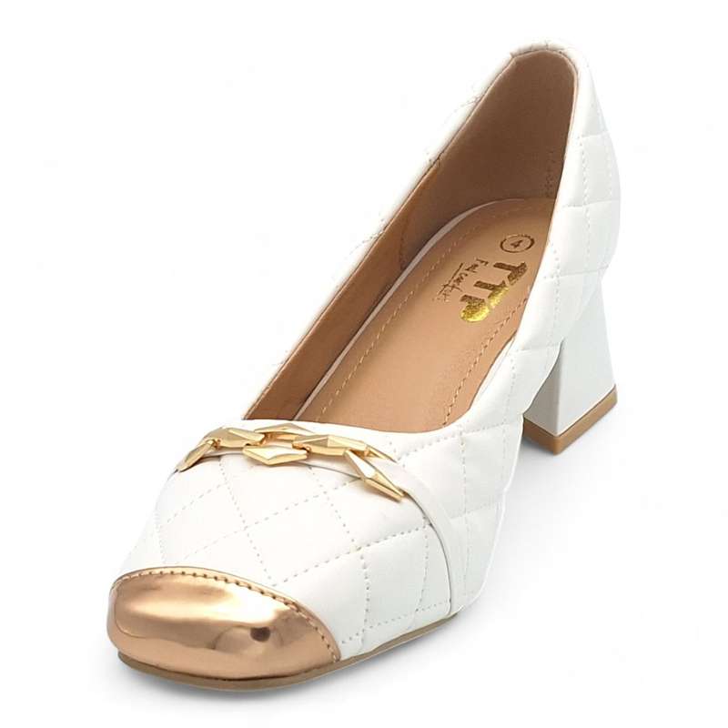 TTP Women PU Square Toe Block Heels JSF90