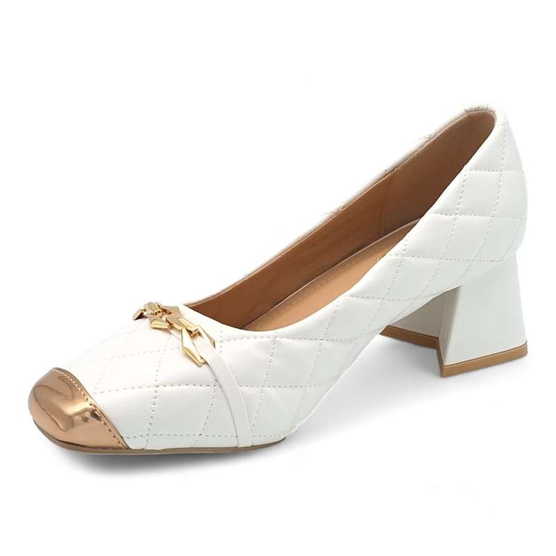 TTP Women PU Square Toe Block Heels JSF90