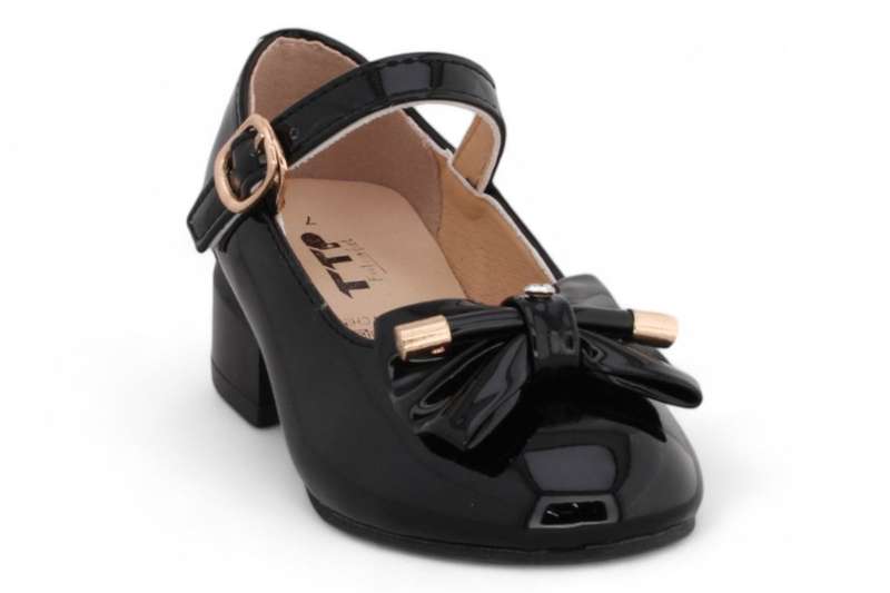 TTP Girls Ankle Strap Heels with Ribbon Decor HT002