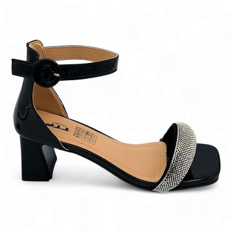 TTP Women Patent Ankle Strap Block Heel Sandals - HT008