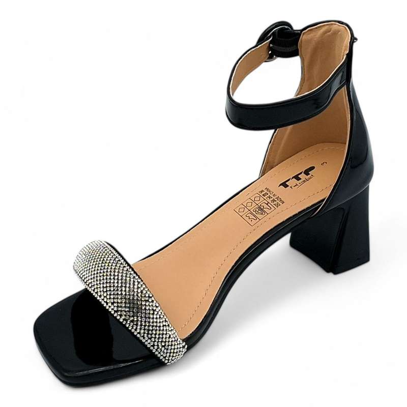 TTP Women Patent Ankle Strap Block Heel Sandals - HT008