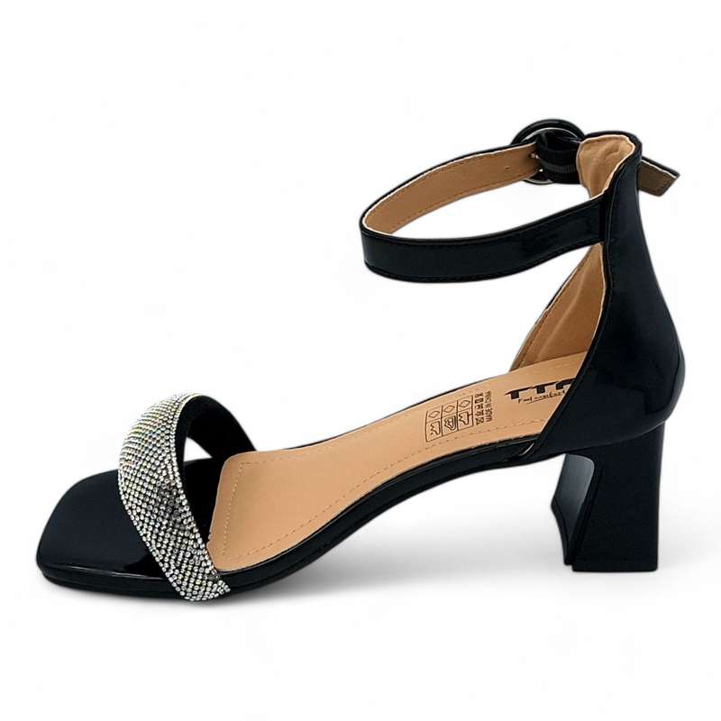 TTP Women Patent Ankle Strap Block Heel Sandals - HT008
