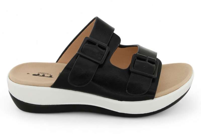 TTP Women PU Dual Buckle Platform Slider HT2207-7