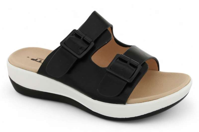 TTP Women PU Dual Buckle Platform Slider HT2207-7