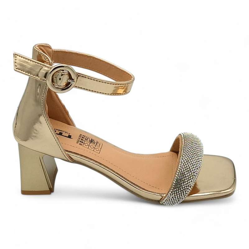 TTP Women Patent Ankle Strap Block Heel Sandals - HT008