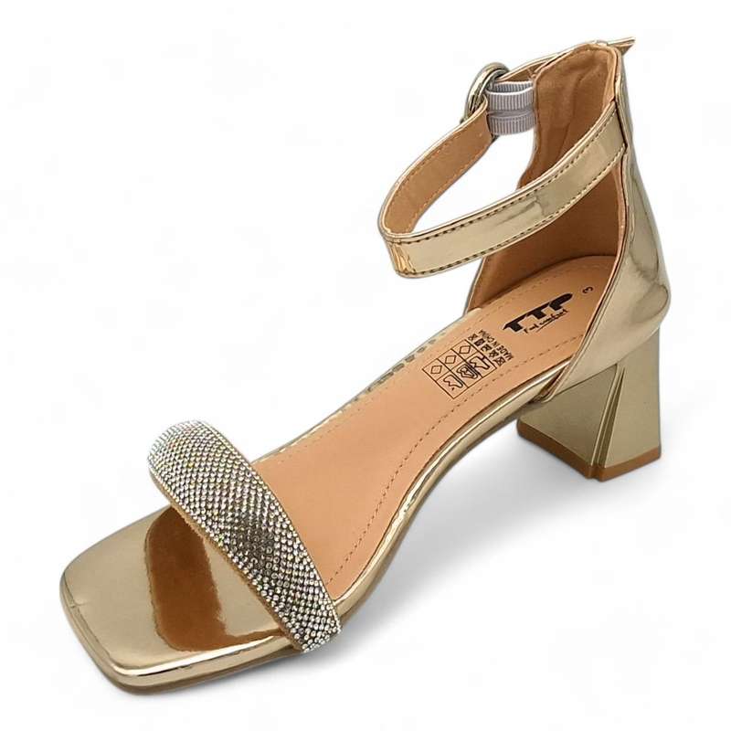 TTP Women Patent Ankle Strap Block Heel Sandals - HT008