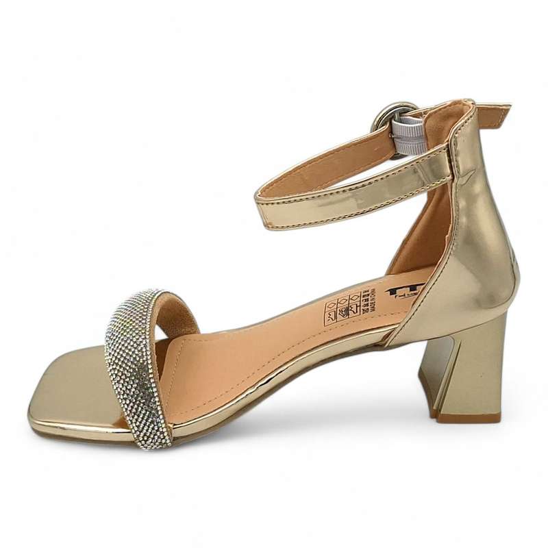TTP Women Patent Ankle Strap Block Heel Sandals - HT008