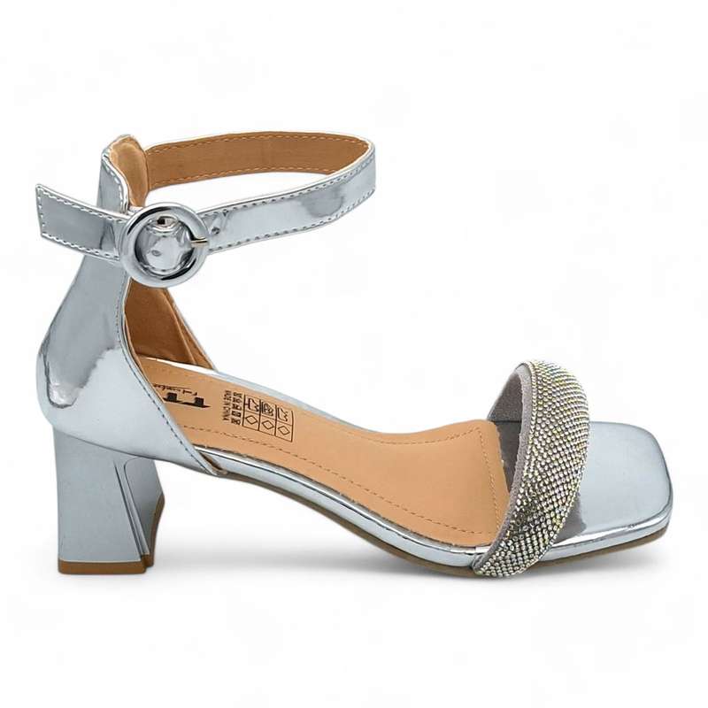TTP Women Patent Ankle Strap Block Heel Sandals - HT008