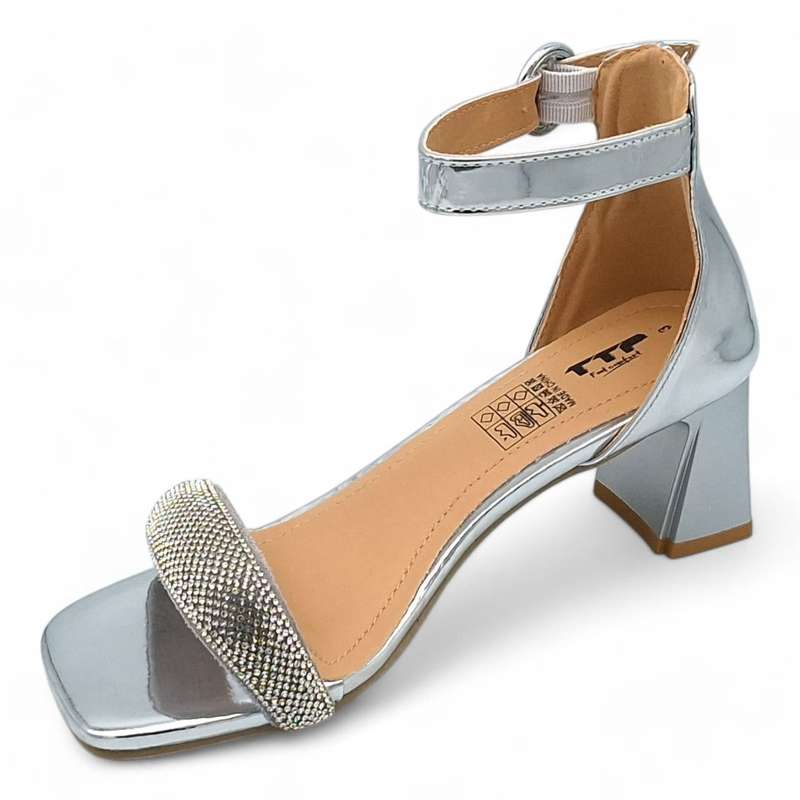 TTP Women Patent Ankle Strap Block Heel Sandals - HT008