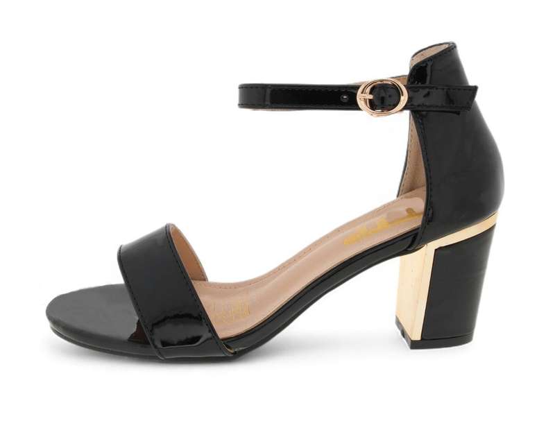 TTP Women Patent PU Block Heels with Ankle Strap JSF103