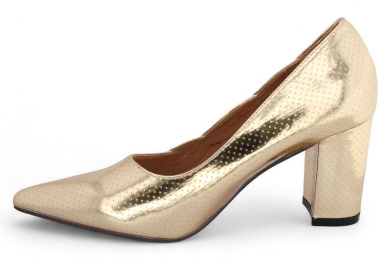 TTP Women Stunning Dotted Patent PU Block Heels JSF108