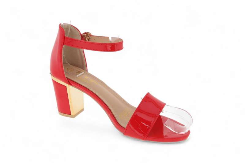 TTP Women Patent PU Block Heels with Ankle Strap JSF103