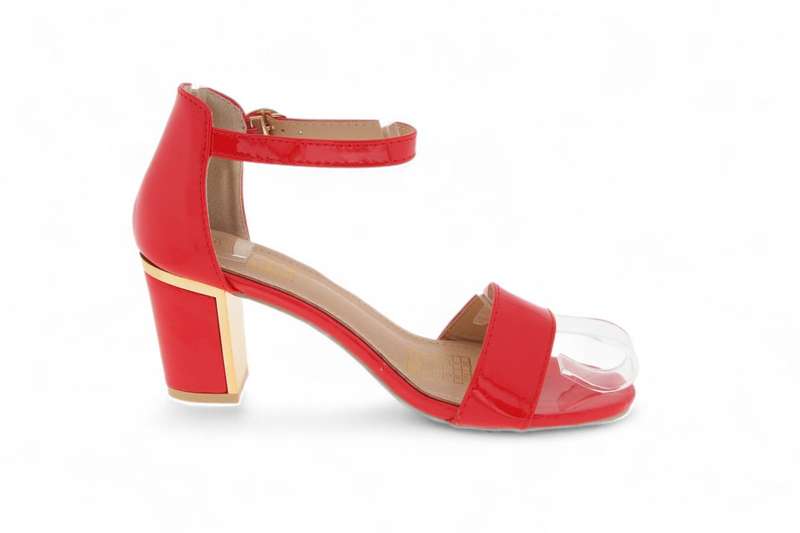 TTP Women Patent PU Block Heels with Ankle Strap JSF103