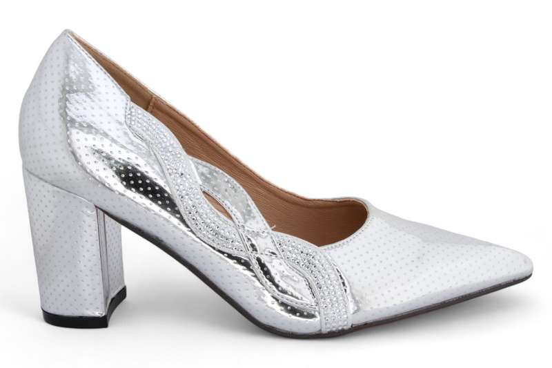 TTP Women Stunning Dotted Patent PU Block Heels JSF108