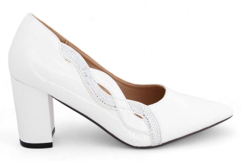 TTP Women Stunning Dotted Patent PU Block Heels JSF108