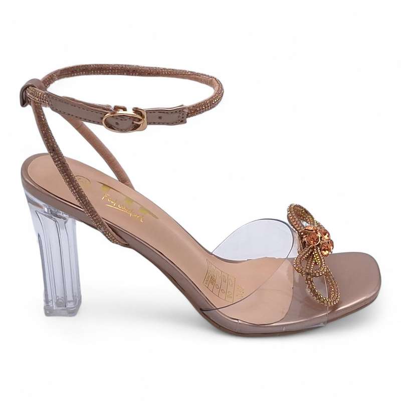 TTP Women Clear Heel Sandals with Ribbon Decor JSF121