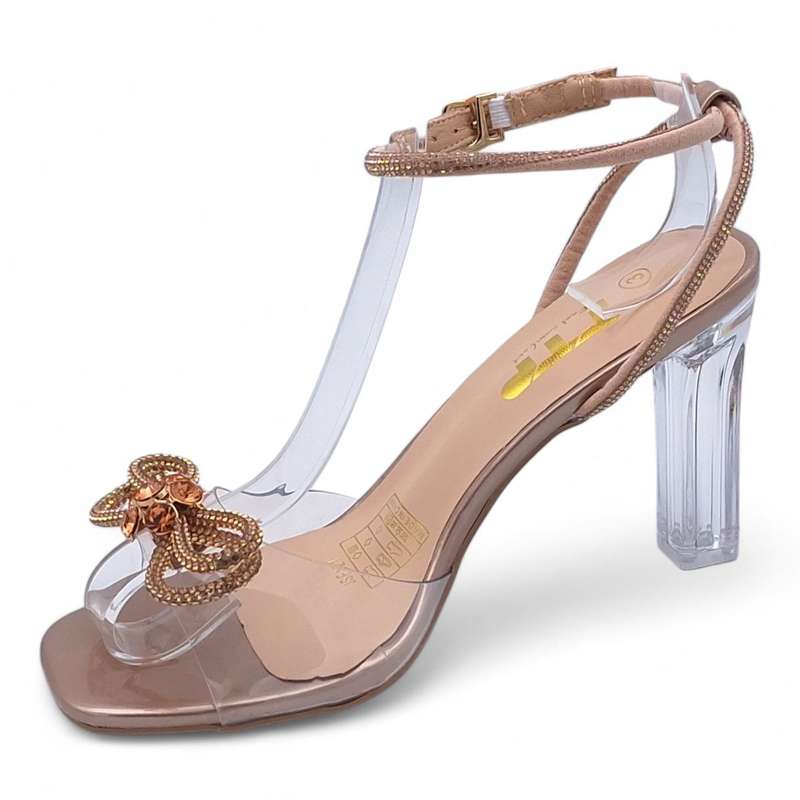 TTP Women Clear Heel Sandals with Ribbon Decor JSF121