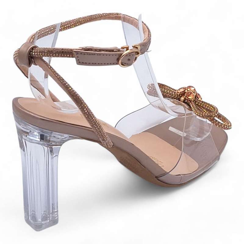 TTP Women Clear Heel Sandals with Ribbon Decor JSF121