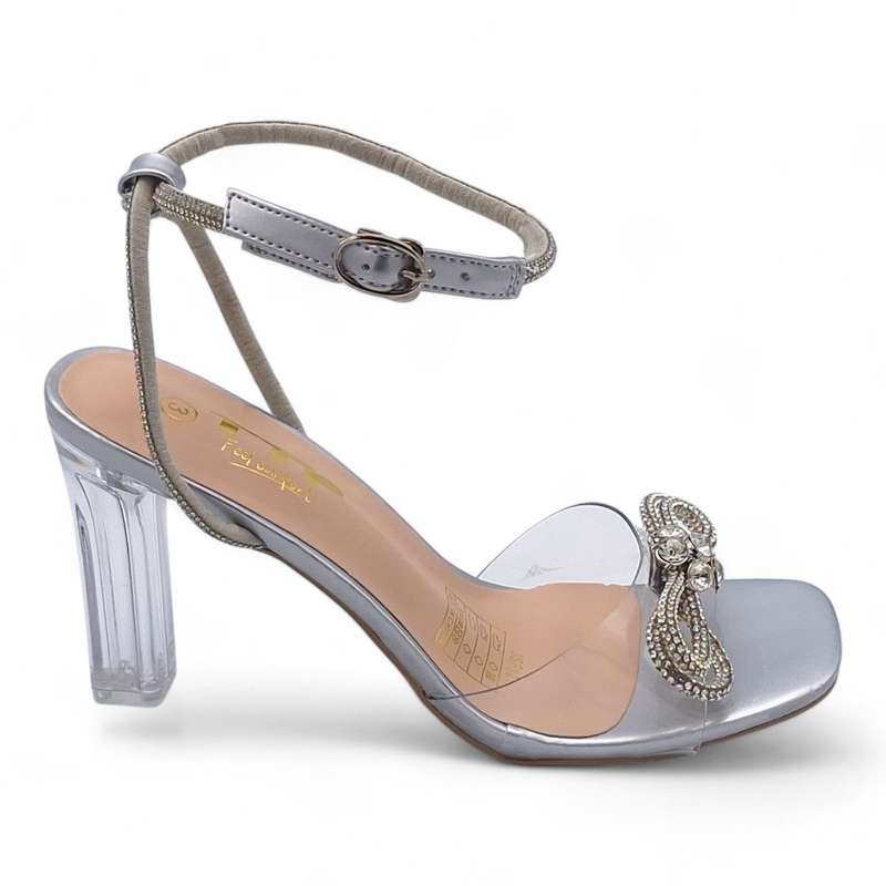 TTP Women Clear Heel Sandals with Ribbon Decor JSF121