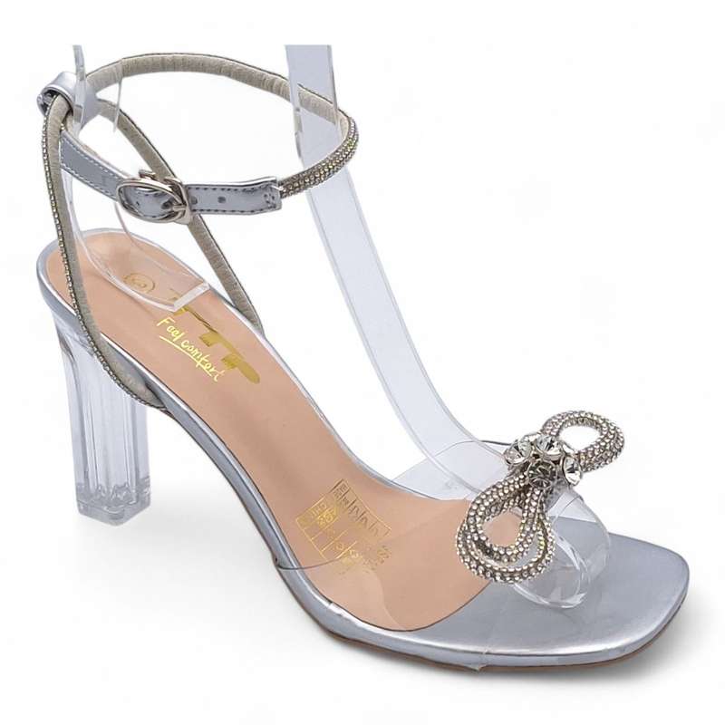 TTP Women Clear Heel Sandals with Ribbon Decor JSF121