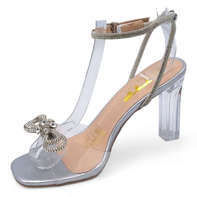 TTP Women Clear Heel Sandals with Ribbon Decor JSF121