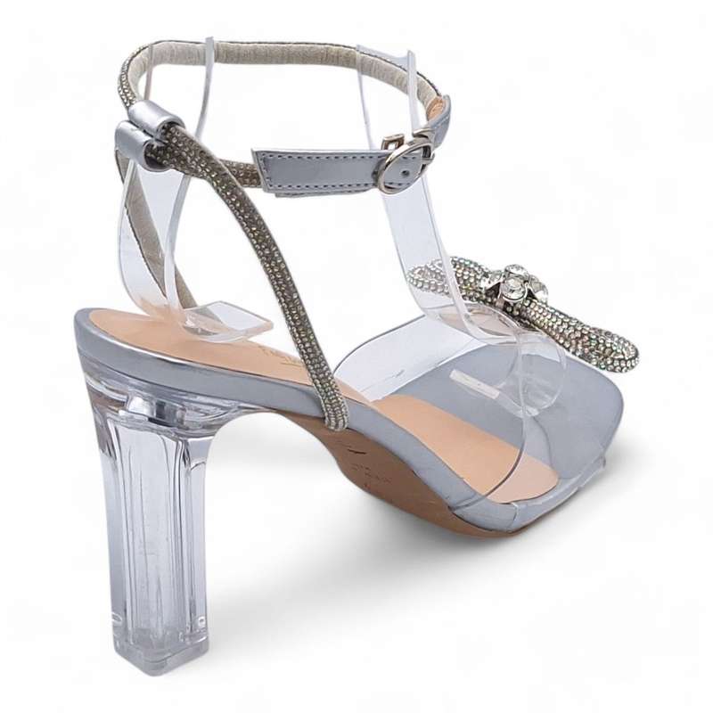 TTP Women Clear Heel Sandals with Ribbon Decor JSF121