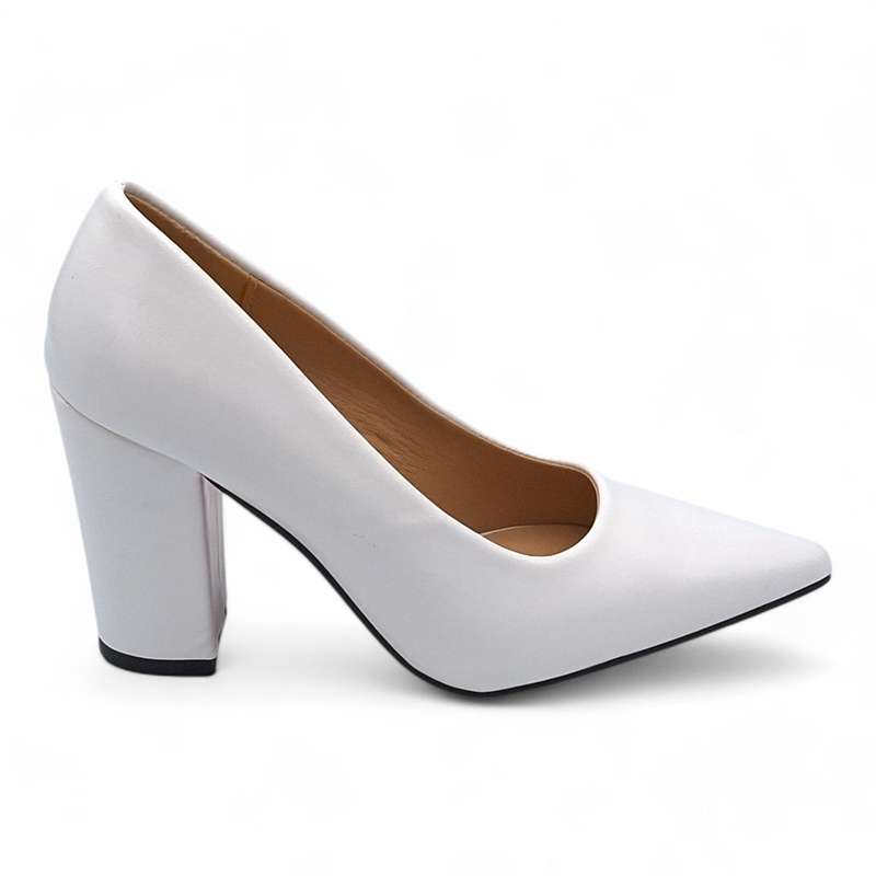 TTP Women PU Point Toe Slip On High Block Heels JSF111