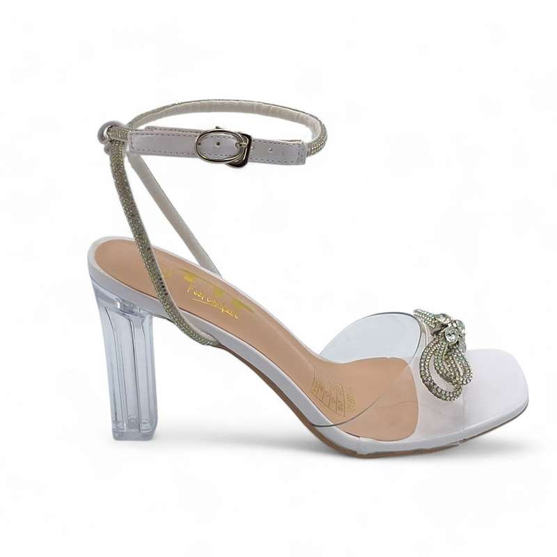 TTP Women Clear Heel Sandals with Ribbon Decor JSF121