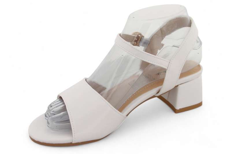 TTP Women White PU Block Heel Ankle Strap Sandals HT240625-3