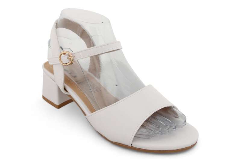 TTP Women White PU Block Heel Ankle Strap Sandals HT240625-3