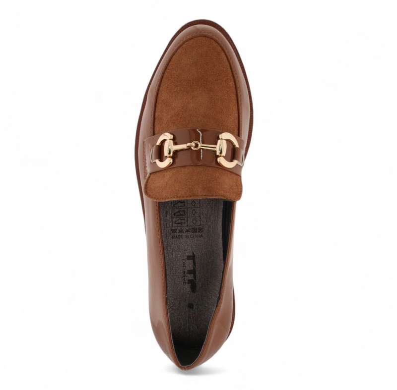 TTP Women Platform Round Toe Loafers with Link Decor HT2422-5