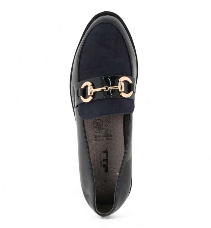 TTP Women Platform Round Toe Loafers with Link Decor HT2422-5