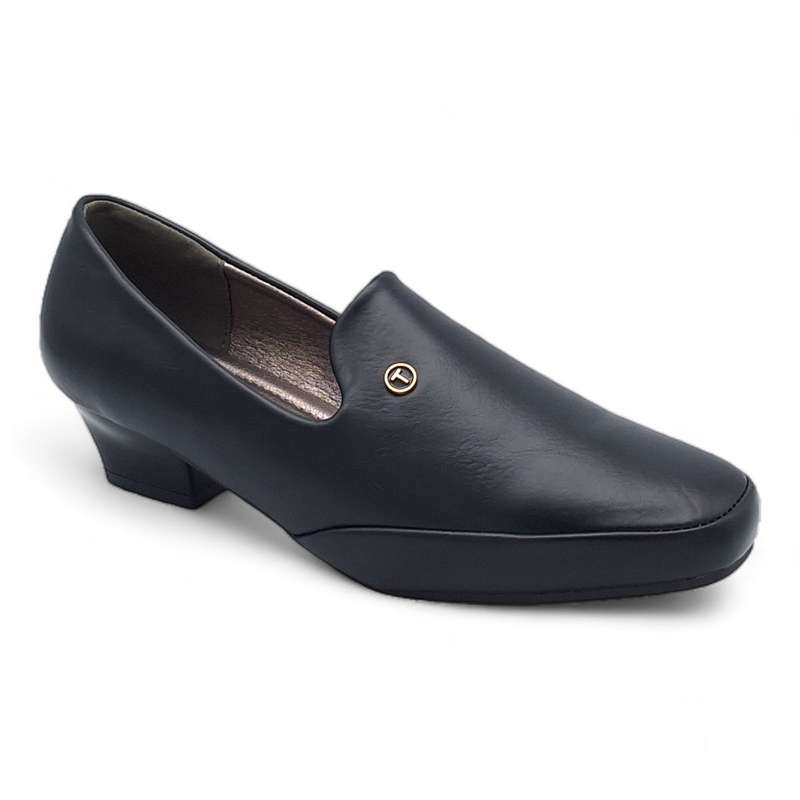 TTP Women Black PU Square Toe Block Heels HT727-5
