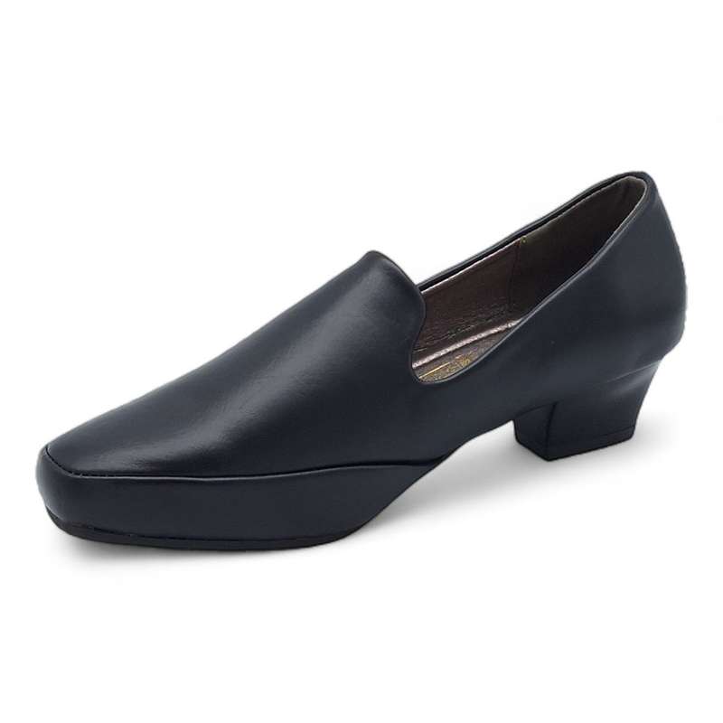 TTP Women Black PU Square Toe Block Heels HT727-5