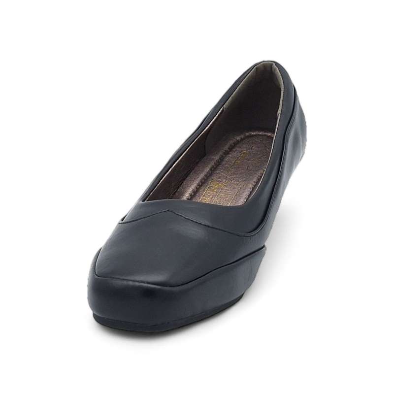 TTP Women Black PU Square Toe Slip On Block Heels HT727-6