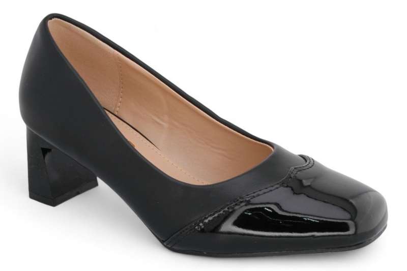 TTP Women PU Rectangular Flare Block Heel with Wingtip JSF101